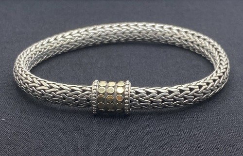 John Hardy 1/3 18K Gold Dot 925 Silver Bracelet Size 6 3/4, Length 7.25 in - Picture 5 of 9
