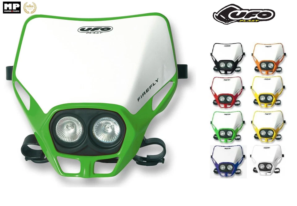 Plaque Phare Tête de fourche Enduro Cross Moto 12v 35W UFO Vert Kawasaki - Photo 1/1