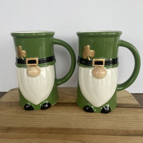 2 Hobby Lobby Ceramic 14oz St. Patrick's Day Gnome Coffee Mug BB01B52005 - Picture 1 of 13