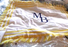 Pottery Barn Kids Fringe Border Monogram Pillow Cover 12 X 16 yellow mono MB 