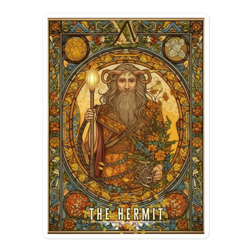 Astrology Horoscope Durable  waterproof stickers Tarot Card inspired The Hermit - Picture 1 of 4