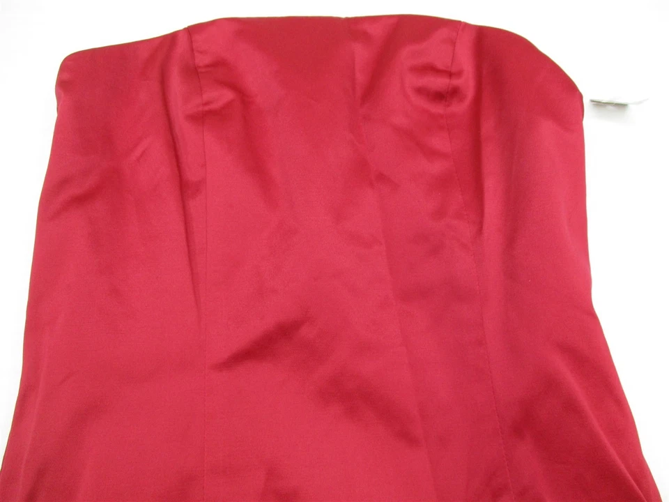 Nuevo vestido rojo corsé sedoso sin tirantes talla 2 MERONA para mujer línea A Foto 3 de 4