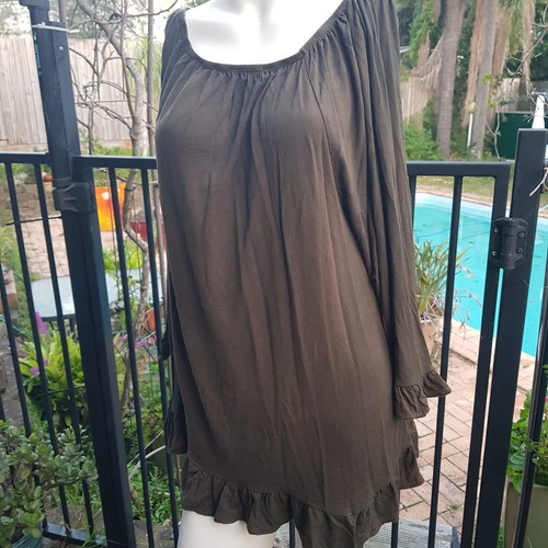 Threadz Womens Blouse Tunic Top Size 3XL Olive green 3/4 Sleeve - Picture 5 of 13