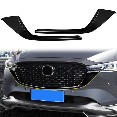 Front Upper Grille For 2022-2023 Mazda CX-5 – Glossy Black With Chrome Trim, Direct Fit By JX