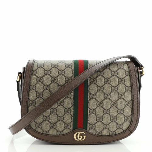 Gucci Ophidia Saddle Flap Shoulder Bag GG Coated Canvas Small | eBay