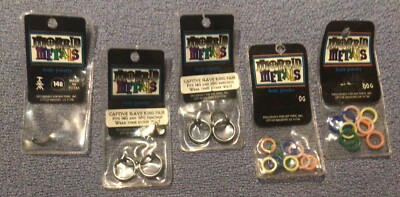 5 Packages of Body Jewelry Morbid Metals 14G 10G Slave & O Rings Claw Piercings