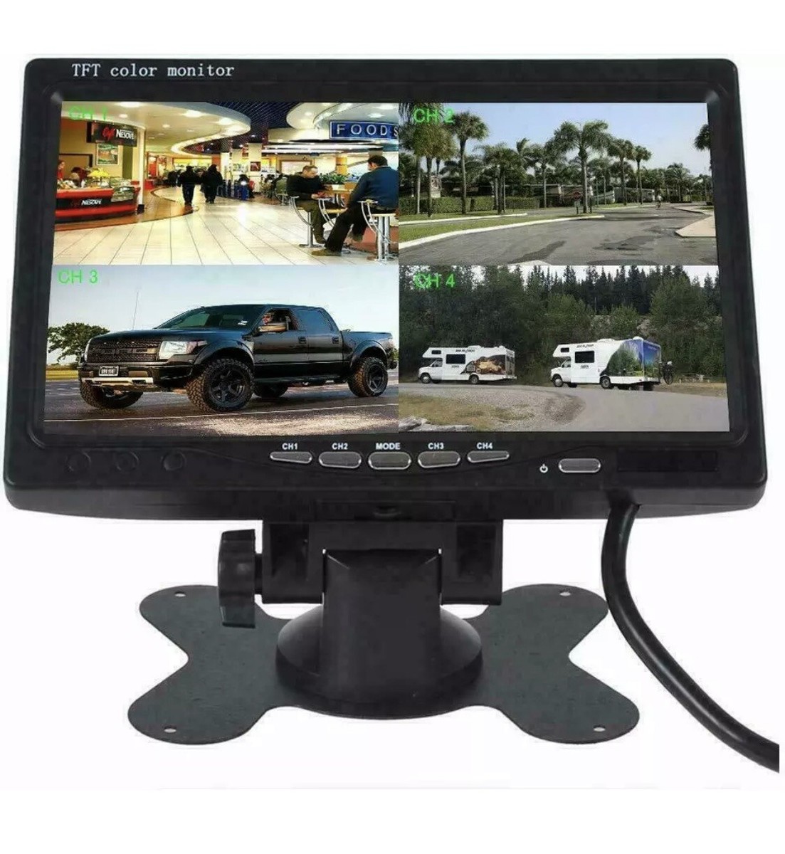 Monitor LCD 7 Pollici Per Auto Con Telecomando – 2 Ingressi AV, Risoluzione 800x480, Alimentazione 12V, Per DVD, Retromarcia E Console Giochi