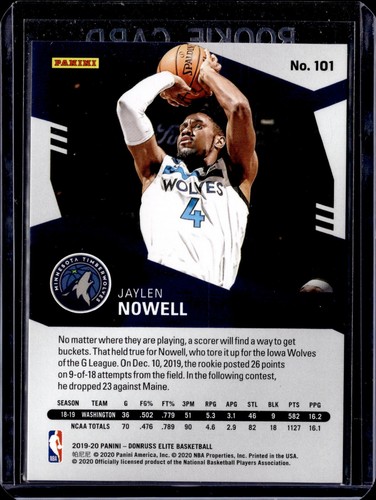 2019-20 Donruss Elite JAYLEN NOWELL /299 Rookie Card #101 RC - Picture 2 of 2