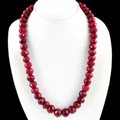 SELTENE 593,00 CTS ERDE ABGEBAUT REICHER ROTER RUBIN RUNDE FACETTIERTE PERLEN HALSKETTE STRANG