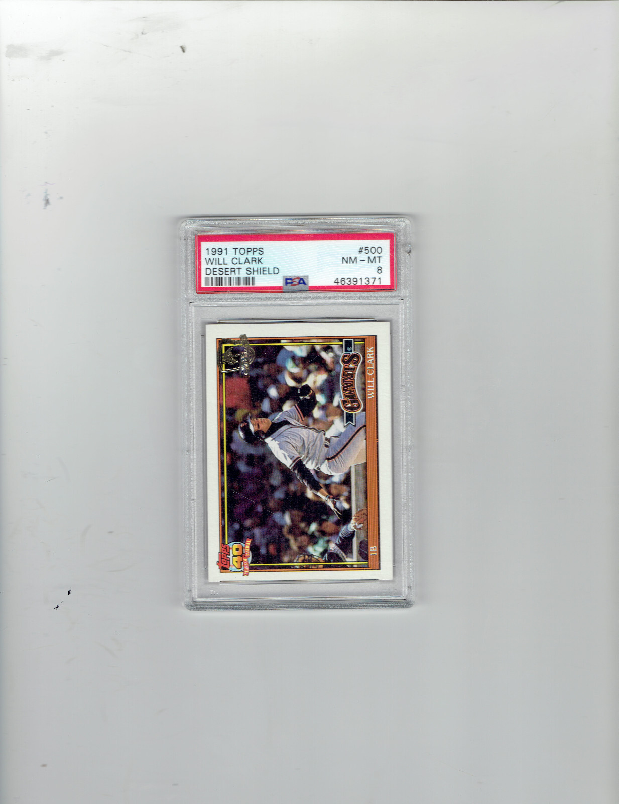1991 Topps Desert Shield Will Clark #500 in PSA 8  condition