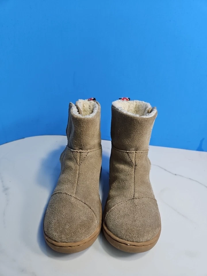 Toms ребенка ясельного возраста унисекс замшевая кожа/мех подошва зимние ботинки Sz T8 - Изображение 4 из 4