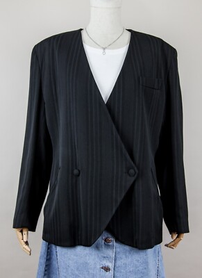 Raphael Bologna Blazer Jacke - schwarz - Doppelbrust - Vintage 80er