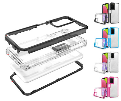 For Samsung Galaxy A03s - Clear Heavy Duty ShockProof Hybrid Cover Case