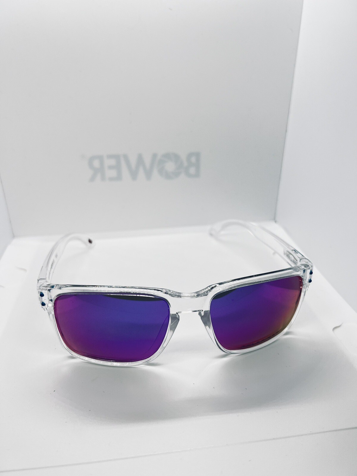 Polarized Violet Lens Sunglasses with Clear Frame-image
