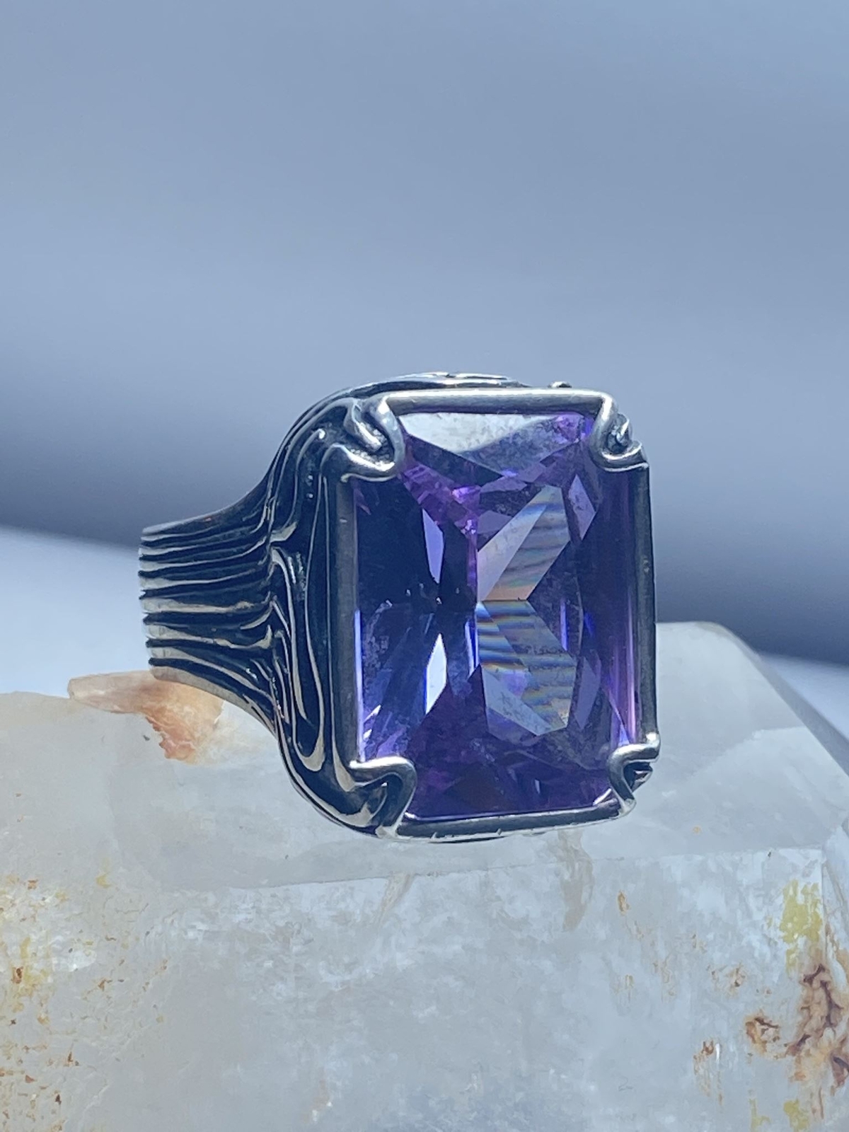 Silpada Ring Statement Purple bulky sterling silv… - image 15
