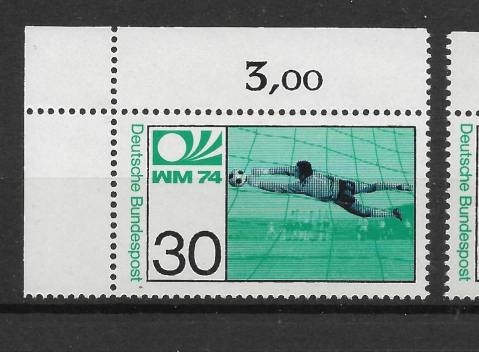 Bund 1974 ** 5x Mi 811 Fußball WM 30Pf Eckrand Ecke Formnummer 1+2 Fn1+2 (2022G) - Bild 2 von 4