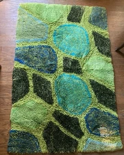 VINTAGE 1960s RYA RUG -  86” X 44”  PEBBLES/STONES