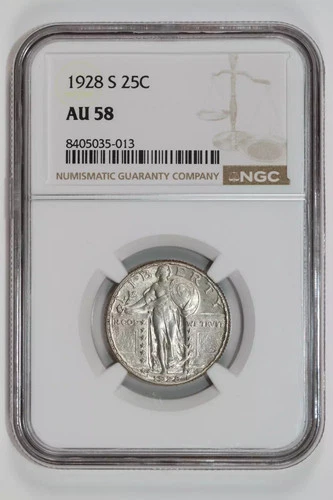 1928-S STANDING LIBERTY QUARTER NGC AU58
