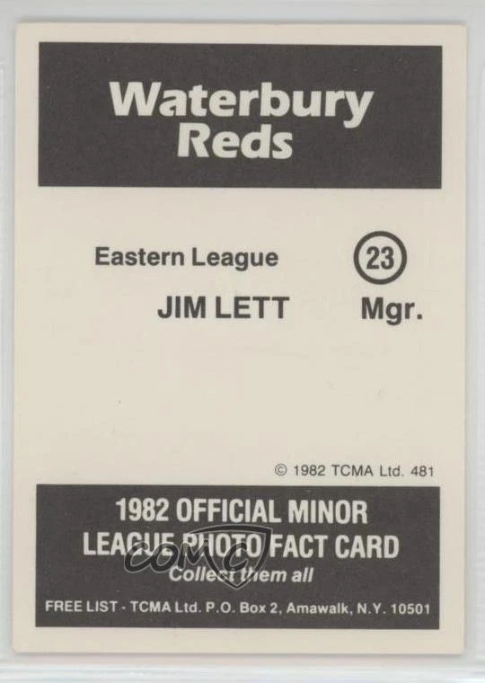 1982 TCMA Minor League Jim Lett #481 - Image 2 of 2
