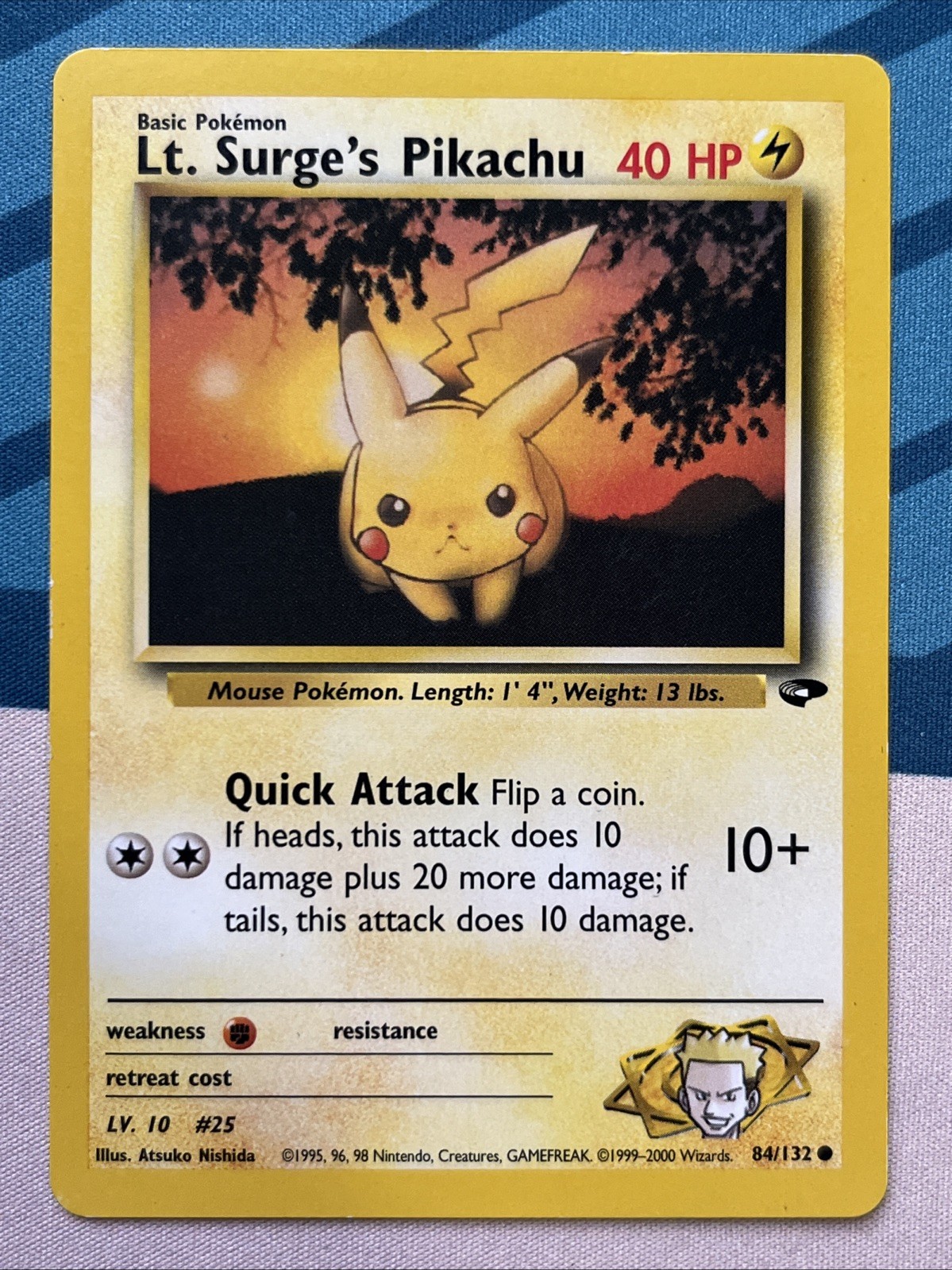 Pokemon Card - Lt. Surge's Pikachu - Unlimited (84/132) WOTC Gym Challenge *LP*