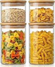 32oz  21oz - 4 Pack Glass Jars with Bamboo Lids, Glass Pantry Storage