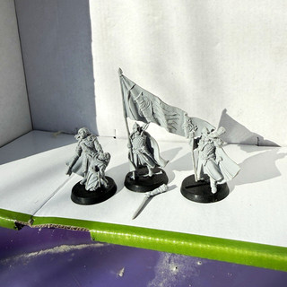 Lotr mesbg Rohan command group on foot (captain banner bearer horn)