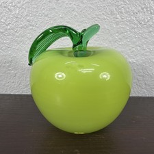 Vintage Murano Style Art Glass Fruit Green Apple 4  Tall