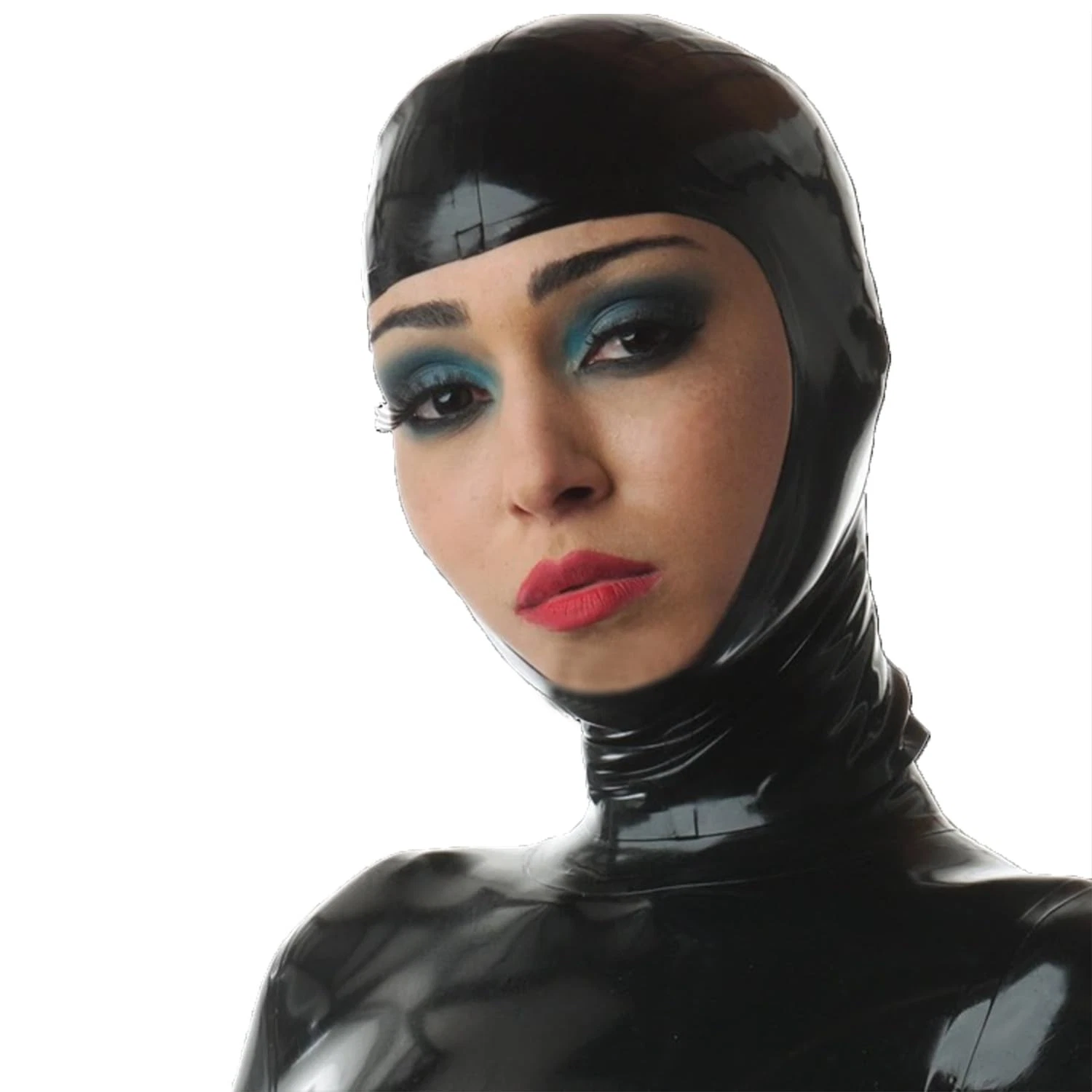 Black Latex Masks Hooded,Handmade Rubber Hood with and Back Zipper Full Face ...