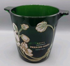 Vintage Art Nouveau Emerald Green Glass Perrier Jouey Champagne Ice Bucket
