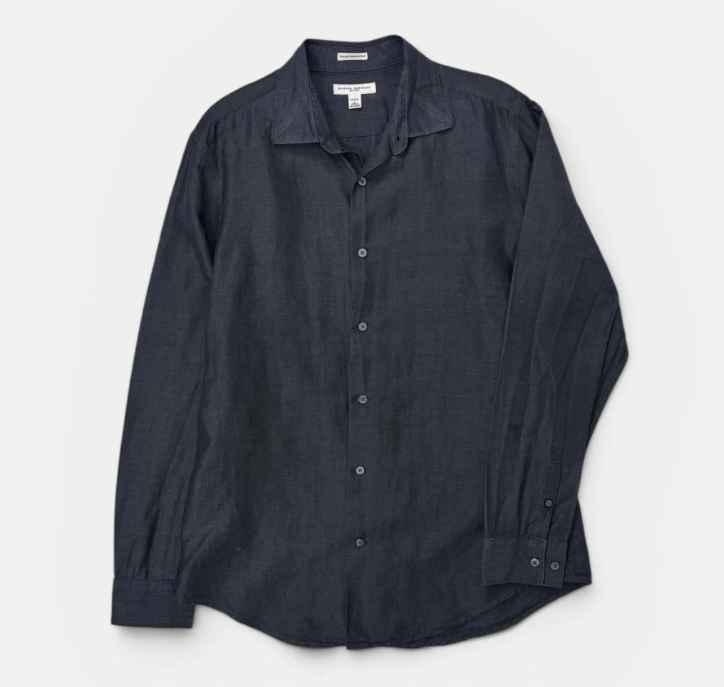 90S BANANA REPUBLIC ストライプシャツ ブラック Banana Republic Striped Casual Button-Down Shirts for Men for sale