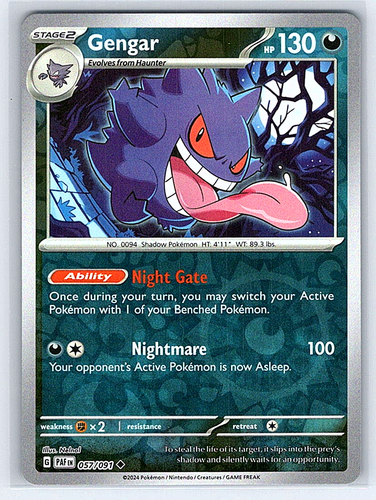 Gengar 057/091 Paldean Fates NM or LP Pokemon Card - Afbeelding 1 van 2