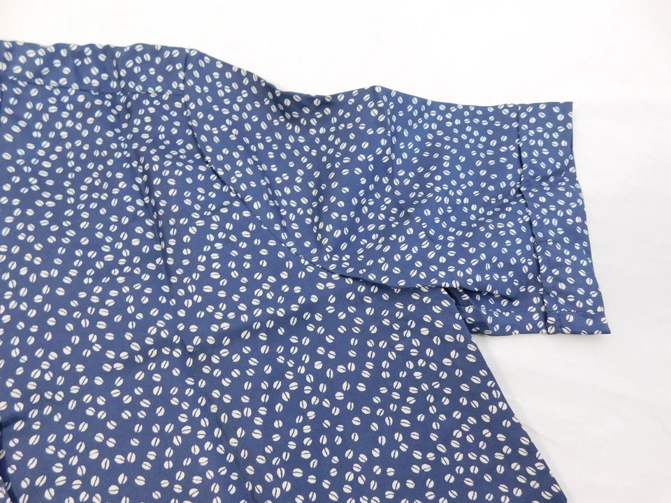 NUEVA APC Camiseta Azul Marino Estampado Grano Café 100% Seda Talla Mujer Grande Parisina Foto 4 de 4