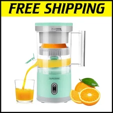 Electric Rechargeable Citrus Juicer - Portable Hands-Free Squeezer in Mint Green