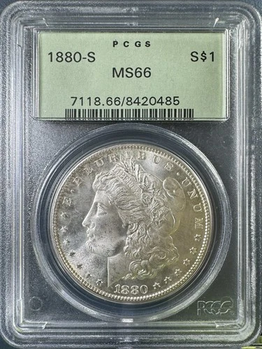 1880-S $1 Morgan Silver Dollar, PCGS OGH MS GEM 66 #420485