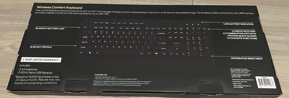 NEW NXT Technologies™ Wireless Comfort Keyboard, Black (NX60881) - Image 2 of 3