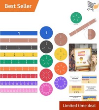 102 Pcs Magnetic Fraction Tiles Circles Math Manipulatives Educational Resources