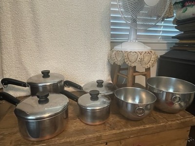 10 pc Revere Ware 1801 Stainless Steel Copper Clad Cookware W/ Mixing Bowls