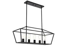 VINLUZ Farmhouse Kitchen Island Lighting,5 Light Industrial Linear Chandelier 