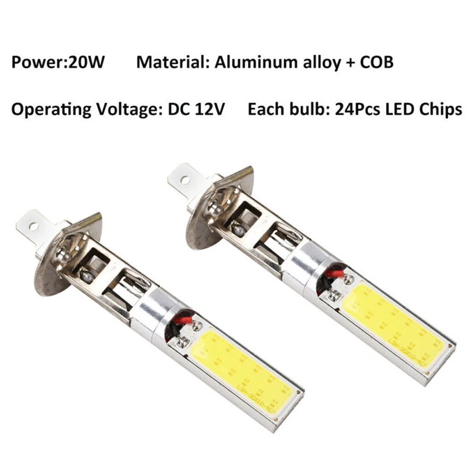 2pcs H1 LED Car Lights Headlight Fog Lamp Bulbs Kit High/Low Beam 6000K White - Image 2 of 4