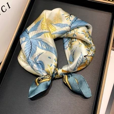 100% Pure Silk Square Scarf Women Silk Neckerchief Bandanna Hair Scarf 21"x21"