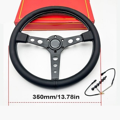 Universal Leather   Spoke Racing Sport 350mm 14' Steering Wheel *qq