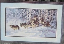 Kit de punto de cruz vintage paquete de lobos álamos de nieve artesanía de invierno punta de aguja sellada