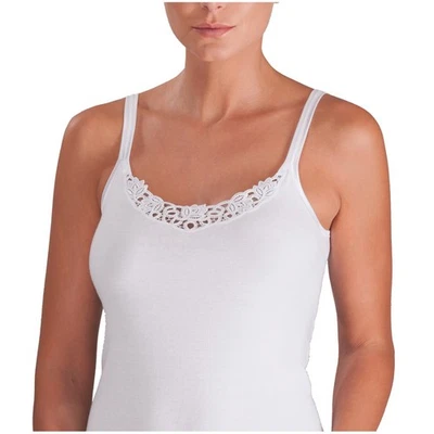 Pompadour Damen Unterhemden 3er Pack Bio-Baumwolle Trägerhemden Ätzmotive - Bild 1 von 3