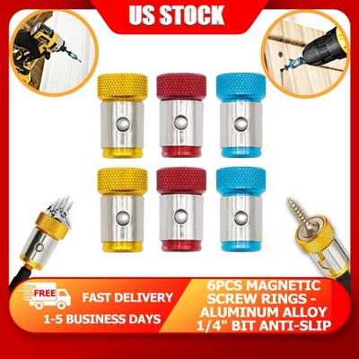 6PCS 1/4'' Magnetic Screw Ring Holder - Anti-Slip Triple Magnet Hex Torx Bit Fit