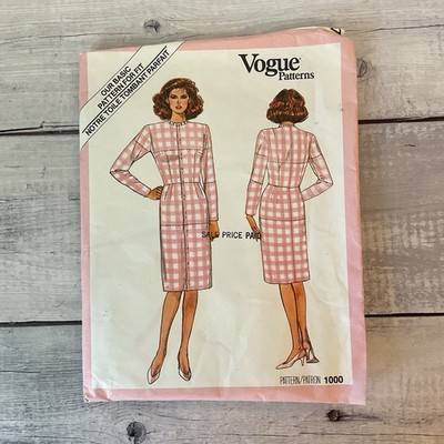 Vogue 1000 Sewing Pattern Dress Fitted Shell Mid Knee VTG 1985 Miss 24 UNCUT