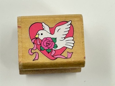 Noteworthy Dove Heart Wood Rubber Stamp CEL1429 Craft Card Making
