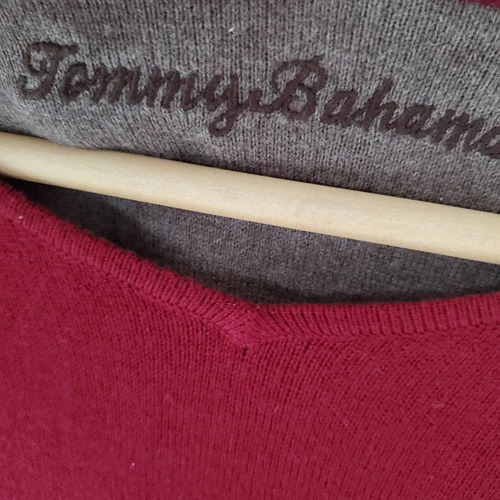 Tommy Bahama Maroon/Burgundy Island V-Luxe Sweater Cotton Cashmere Large - Picture 3 of 6