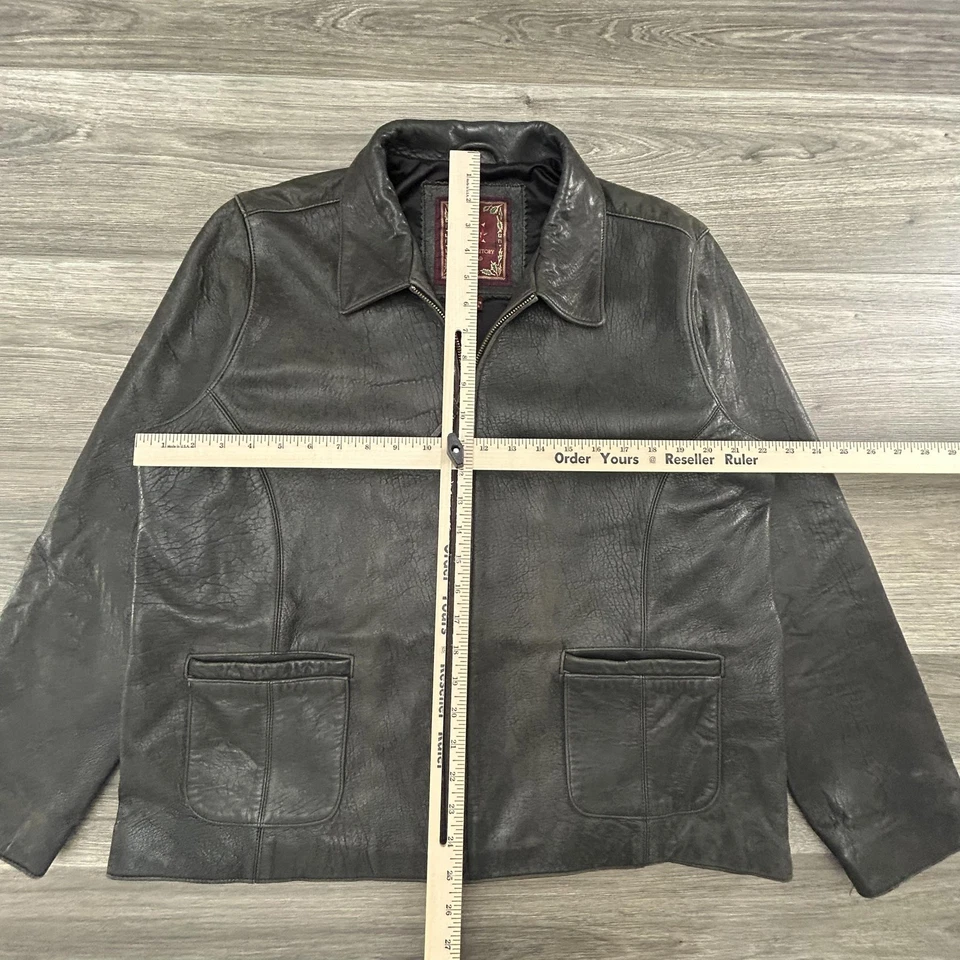 Vintage Leather Jacket Mens Extra Large Detroit Boxy Buttery Soft Lined Biker - Image 3 of 4