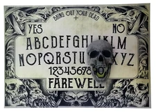 A4 Hand Finished Plague Ouija Board with Screaming Skull Planchette, Black Death