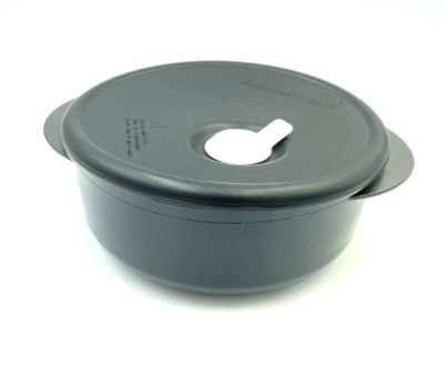 New Tupperware Microwave Reheating Heat N Eat Round 600ml Black